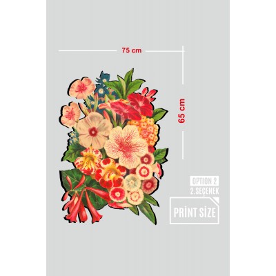 Tropikal Çiçek Demeti Vitrin Tacı Mağaza Vitrin Cam Stickerı
