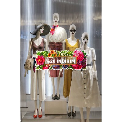 Tropikal Çiçekler Demeti %20 İndirim Mağaza Vitrin Cam Stickerı