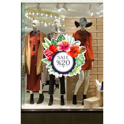 Tropikal Çiçekler Yaz Mevsimi Koleksiyonu Mağaza Vitrin Cam Stickerı