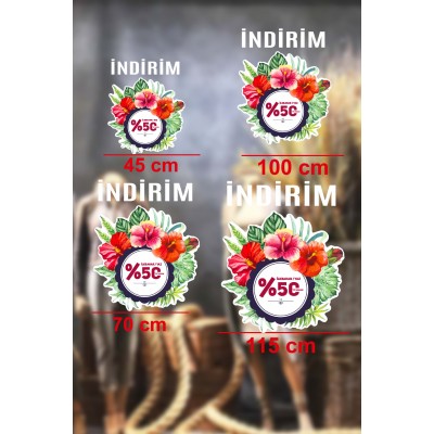 Renkli İlkbahar Yaz %50 İndirim Yazısı Mağaza Vitrin Cam Stickerı