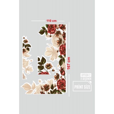 Vintage Eskitme Style Rose Deseni Mağaza Vitrin Cam Stickerı