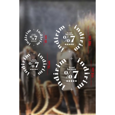 Yeni Sezon Ürünlerde %7 İndirim Yazısı Mağaza Vitrin Stickerı