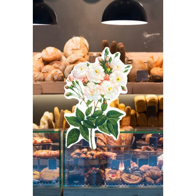 Zarif Gül Demeti ve Vitrin Tacı Mağaza Vitrin Cam Stickerı