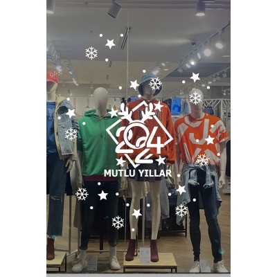 Yeni Yıla Özel Geyikli Mutlu Yıllar, Yılbaşı Ağacı Süslemeleri Yılbaşı Stickerları