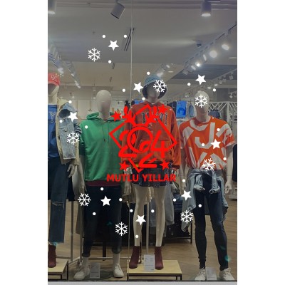 Yeni Yıla Özel Geyikli Mutlu Yıllar, Yılbaşı Ağacı Süslemeleri Yılbaşı Stickerları