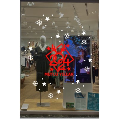 Yeni Yıla Özel Geyikli Mutlu Yıllar, Yılbaşı Ağacı Süslemeleri Yılbaşı Stickerları