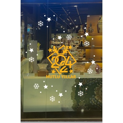 Yeni Yıla Özel Geyikli Mutlu Yıllar, Yılbaşı Ağacı Süslemeleri Yılbaşı Stickerları