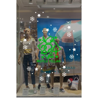 Yeni Yıla Özel Geyikli Mutlu Yıllar, Yılbaşı Ağacı Süslemeleri Yılbaşı Stickerları