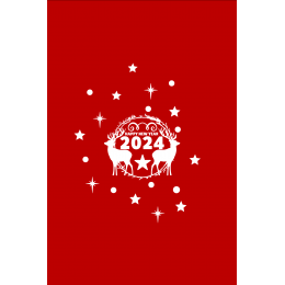Geyikler Happy New Year 2024 Yazısı Yeni Yıl Vitrin Yılbaşı Cam Sticker