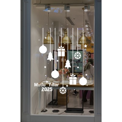 Salınan Balonlar Çam ve Hediye Paketi Yılbaşı Süslemeleri 100x80cm