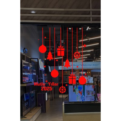 Salınan Balonlar Çam ve Hediye Paketi Yılbaşı Süslemeleri 100x80cm