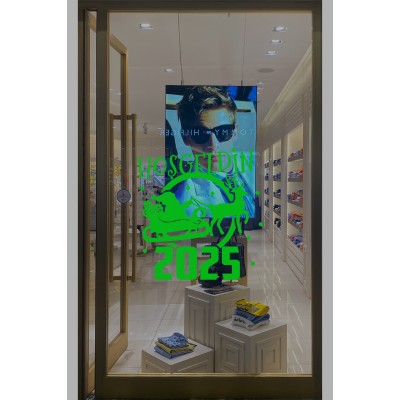 Geyik ve Noel Baba Kar Taneleri ve Hoşgeldin 2025 Yazısı Yılbaşı Süslemeleri Ev Vitrin Yılbaşı Stickerı