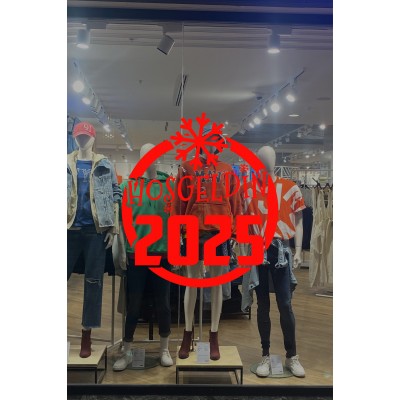 Silindir Üzerinde Büyük Kar Tanesi ve Hoşgeldin 2025 Yazısı Yılbaşı Süslemeleri Ev Vitrin Yılbaşı Stickerı