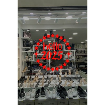  Dönen Yıldızlar ve Hello 2025 Yılbaşı Süslemeleri Yeni Yıl Yılbaşı Vitrin Cam Sticker