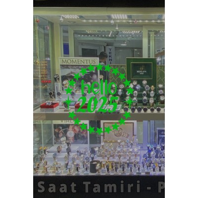  Dönen Yıldızlar ve Hello 2025 Yılbaşı Süslemeleri Yeni Yıl Yılbaşı Vitrin Cam Sticker