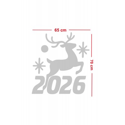 Geyikli 2026 Yılbaşı Vitrin Sticker - Mağaza Cam Süsleme Yılbaşı Dekoru