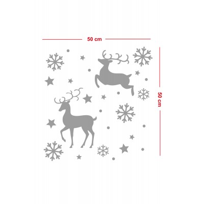 Yılbaşı Süslemeleri Geyik Yıldız Kar Tanesi Vitrin Düzenlemesi Yılbaşı Stickerı