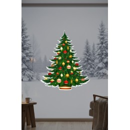 Yılbaşına Özel Kapı İçin Çam Ağacı Yılbaşı Süslemesi Cam Duvar Kapı Yılbaşı Stickerları