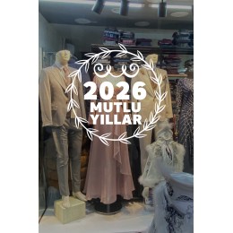 Yeni Yıla Özel 2026 Mutlu Yıllar Yazısı Taç Süslemesi Yılbaşı Stickerları 