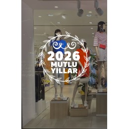 Yeni Yıla Özel 2026 Mutlu Yıllar Yazısı Taç Süslemesi Yılbaşı Stickerları 