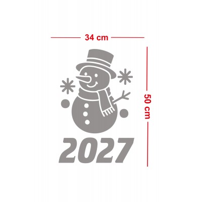 2027 Yılbaşı Cam Sticker Kardan Adam – Vitrin Dekor Yeni Yıl Süsleme