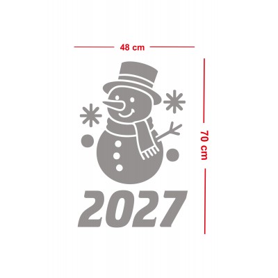 2027 Yılbaşı Cam Sticker Kardan Adam – Vitrin Dekor Yeni Yıl Süsleme