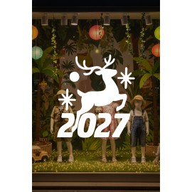 Geyikli 2027 Yılbaşı Vitrin Sticker - Mağaza Cam Süsleme Yılbaşı Dekoru