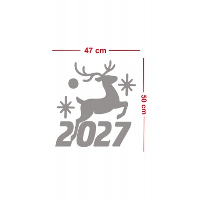 Geyikli 2027 Yılbaşı Vitrin Sticker - Mağaza Cam Süsleme Yılbaşı Dekoru
