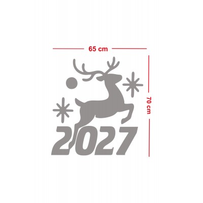 Geyikli 2027 Yılbaşı Vitrin Sticker - Mağaza Cam Süsleme Yılbaşı Dekoru