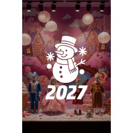 2027 Yılbaşı Cam Sticker Kardan Adam – Vitrin Dekor Yeni Yıl Süsleme