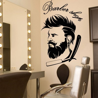 Berber duvar Sticker berber simge vinil çıkartması adamın kuaför çıkartmalar tıraş sanatsal fresk saç kesimi çıkartmaları vitrin dekor