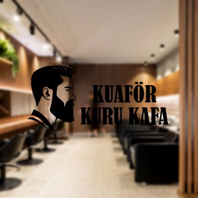 Kişiye Berberlere Kuaförlere Özel Firma Kuaför Kuru Kafa Cam Sticker Yapıştırma