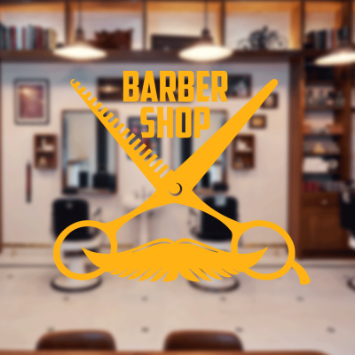 Berberlere ve Kuaförlere Özel Bıyık Ve Makas Barber Shop Sticker Yapıştırma
