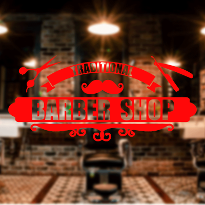 Berberlere ve Kuaförlere Özel Traditional Barber Shop Sticker Yapıştırma
