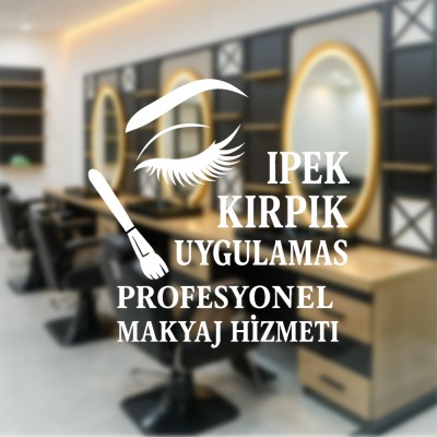 İpek Kirpik ve Profesyonel Makyaj Vitrin Cam Stickerı