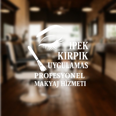 İpek Kirpik ve Profesyonel Makyaj Vitrin Cam Stickerı