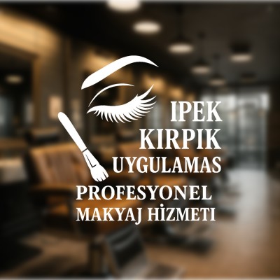 İpek Kirpik ve Profesyonel Makyaj Vitrin Cam Stickerı
