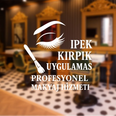 İpek Kirpik ve Profesyonel Makyaj Vitrin Cam Stickerı