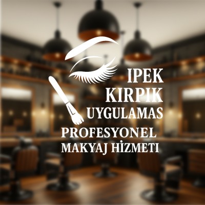 İpek Kirpik ve Profesyonel Makyaj Vitrin Cam Stickerı