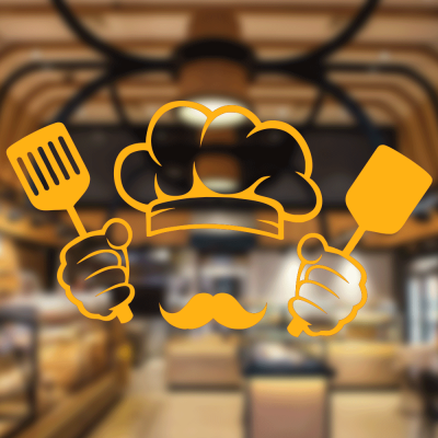 Fırın Ve Pastanelere Özel Bıyıklı Pastacı Sticker Yapıştırma