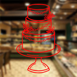 Fırın Ve Pastanelere Özel Çiçekli Düğün Pastası Sticker Yapıştırma