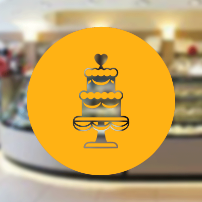 Fırın Ve Pastanelere Özel Kalpli Düğün Pastası Sticker Yapıştırma