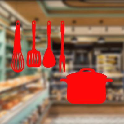 Fırın Ve Pastanelere Özel Mutfak Gereçleri Sticker Yapıştırma