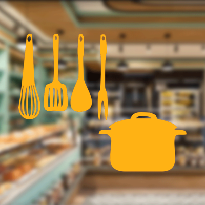 Fırın Ve Pastanelere Özel Mutfak Gereçleri Sticker Yapıştırma