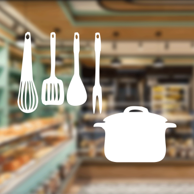 Fırın Ve Pastanelere Özel Mutfak Gereçleri Sticker Yapıştırma