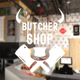 Kasap Ve Steak Houselara Özel Boynuz Butcher Shop Sticker Yapıştırma