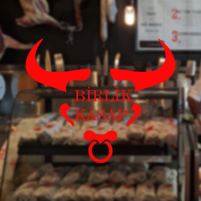 Kasap Ve Steak Houselara Özel Boynuzlu Boğa Sticker Yapıştırma
