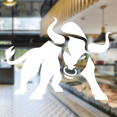 Kasap Ve Steak Houselara Özel Burnu Halkalı Boğa Sticker Yapıştırma