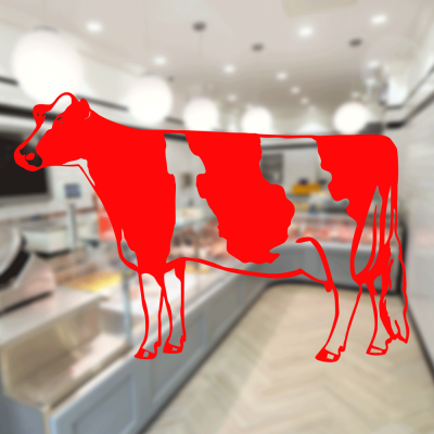 Kasap Ve Steak Houselara Özel Büyük İnek Sticker Yapıştırma