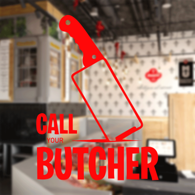 Kasap Ve Steak Houselara Özel Call Butcher Sticker Yapıştırma